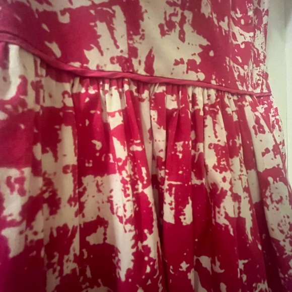 Oscar de la Renta Abstract Pink + White Print Knee-Length Cotton Dress Sz 2 EUC - Picture 6 of 11